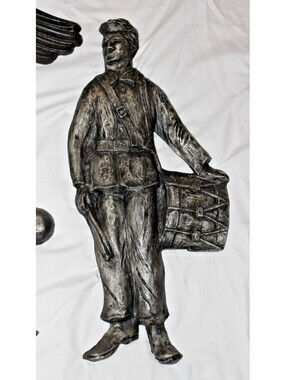 Vintage Florestone Civil War Drummer Boy 24" Molded Stone Wall Plaque